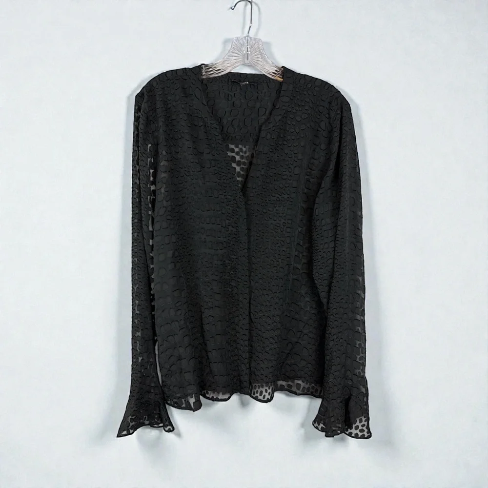 PAIGE Black Lace Button-Up Blouse - Picture 2 of 4